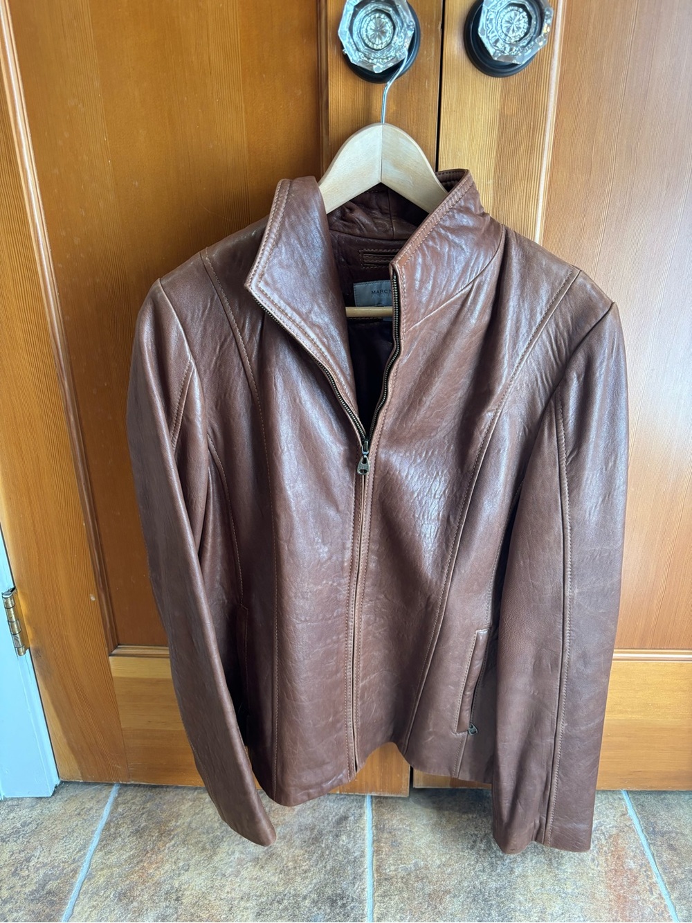 Women’s Marc New York Brown Leather Bomber Jacket -